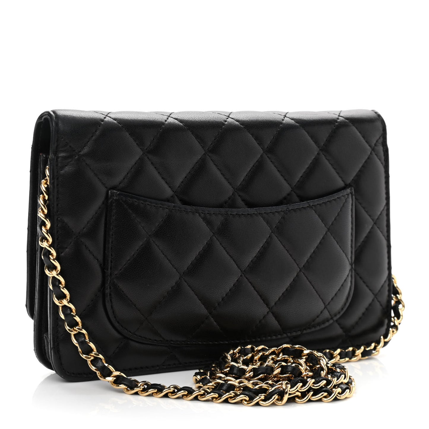 Lambskin Quilted Wallet On Chain WOC Black