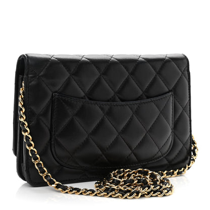 Chanel Lambskin Quilted Wallet On Chain WOC Black 3 of 13
