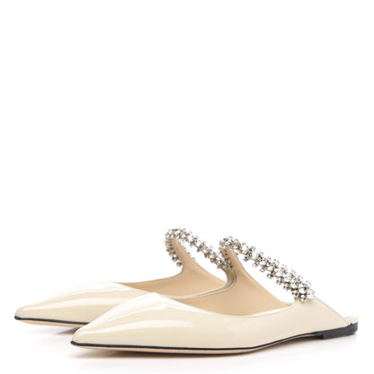 Jimmy Choo Patent Crystal Bing Mule Flats 39 Ivory 3 of 7