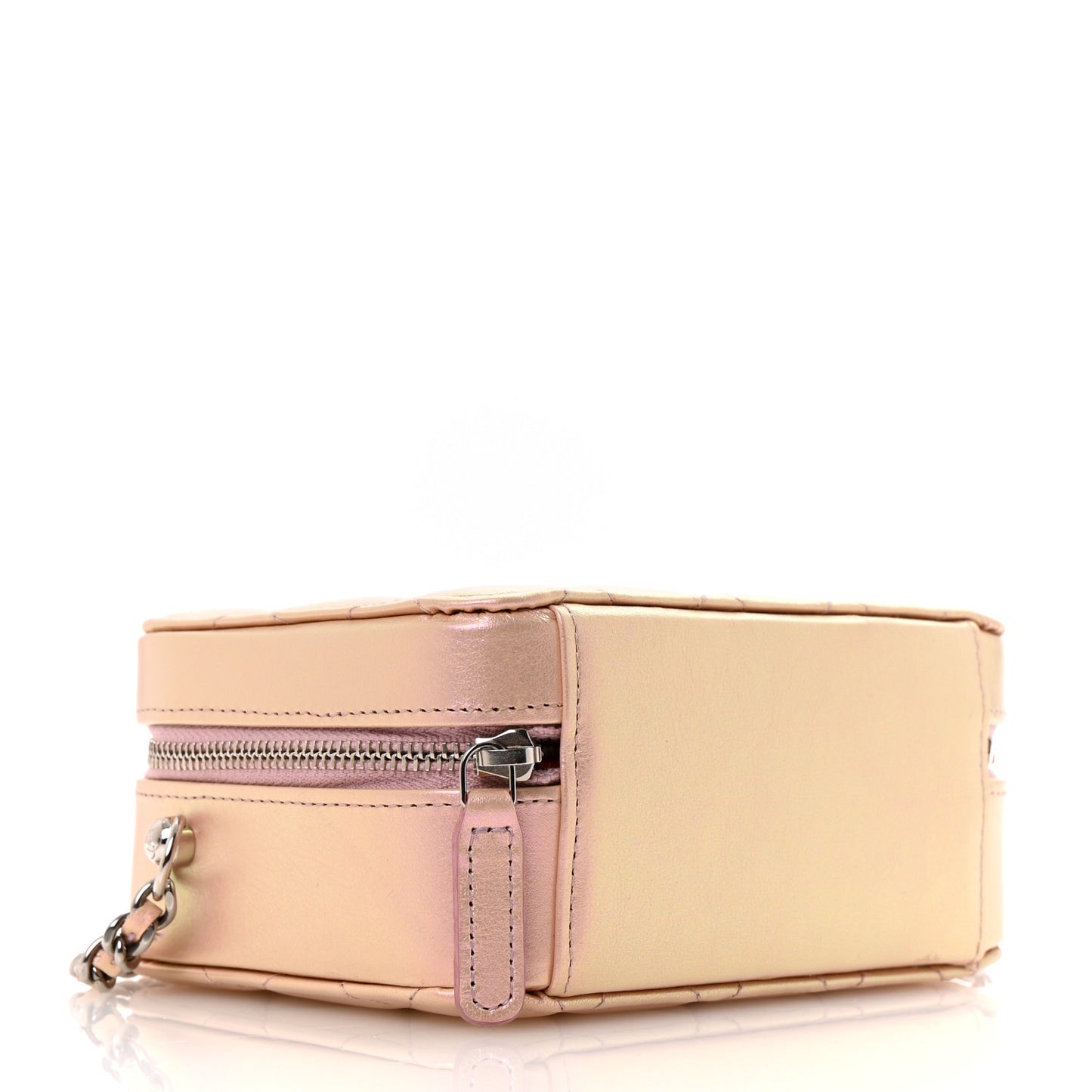 Iridescent Calfskin Quilted Camera Bag Pink