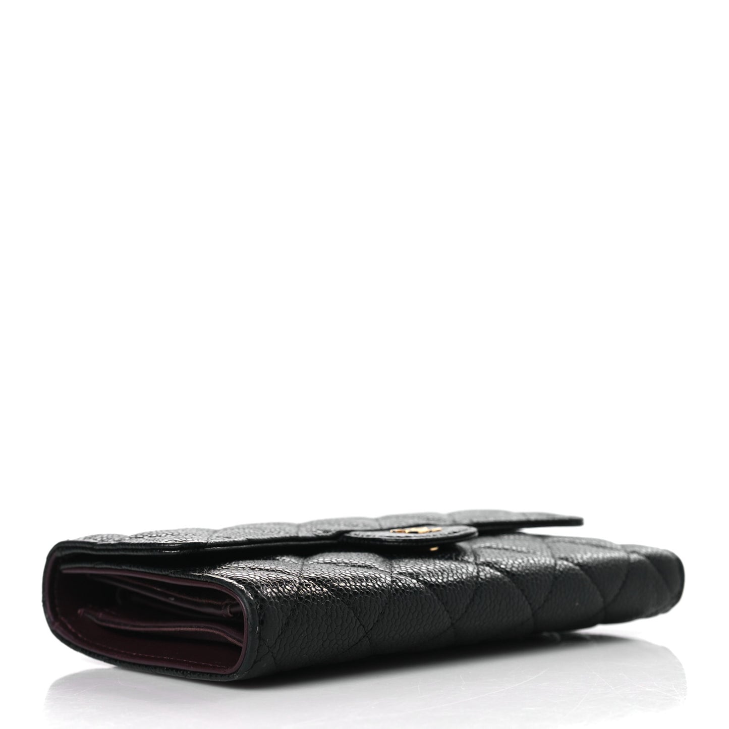 Caviar Quilted Large Flap Wallet Black