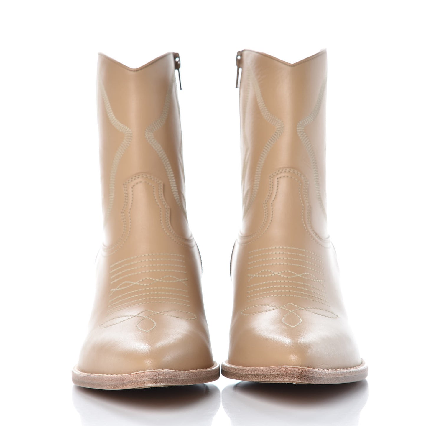 Calfskin Embroidered Texan 50mm Cowboy Ankle Boots 39 Naturale