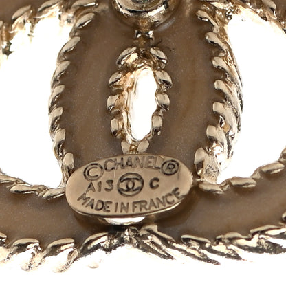 Chanel Enamel CC Earrings Beige Gold 4 of 4