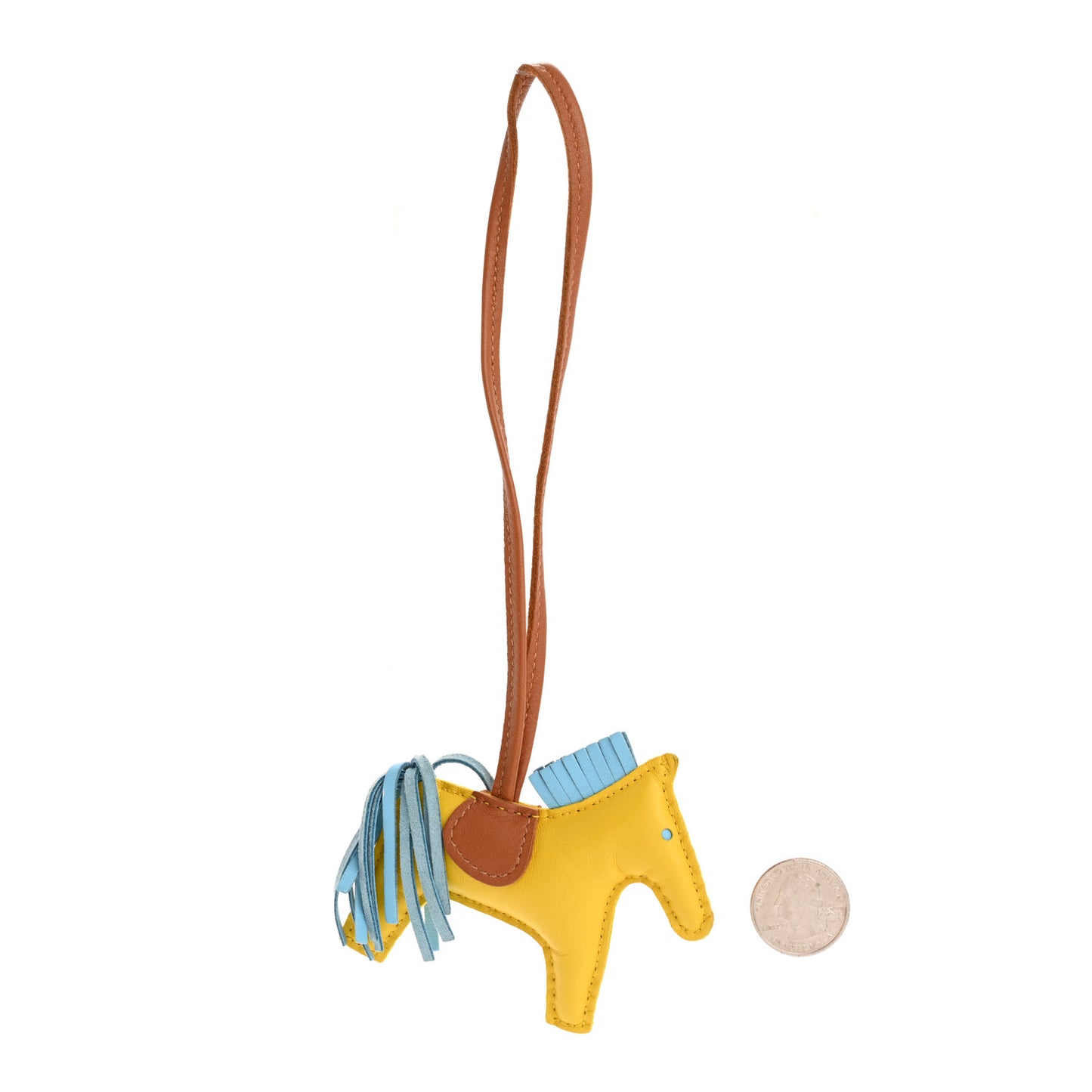 Milo Lambskin Grigri Rodeo Horse Bag Charm PM Jaune De Naples Celeste Gold