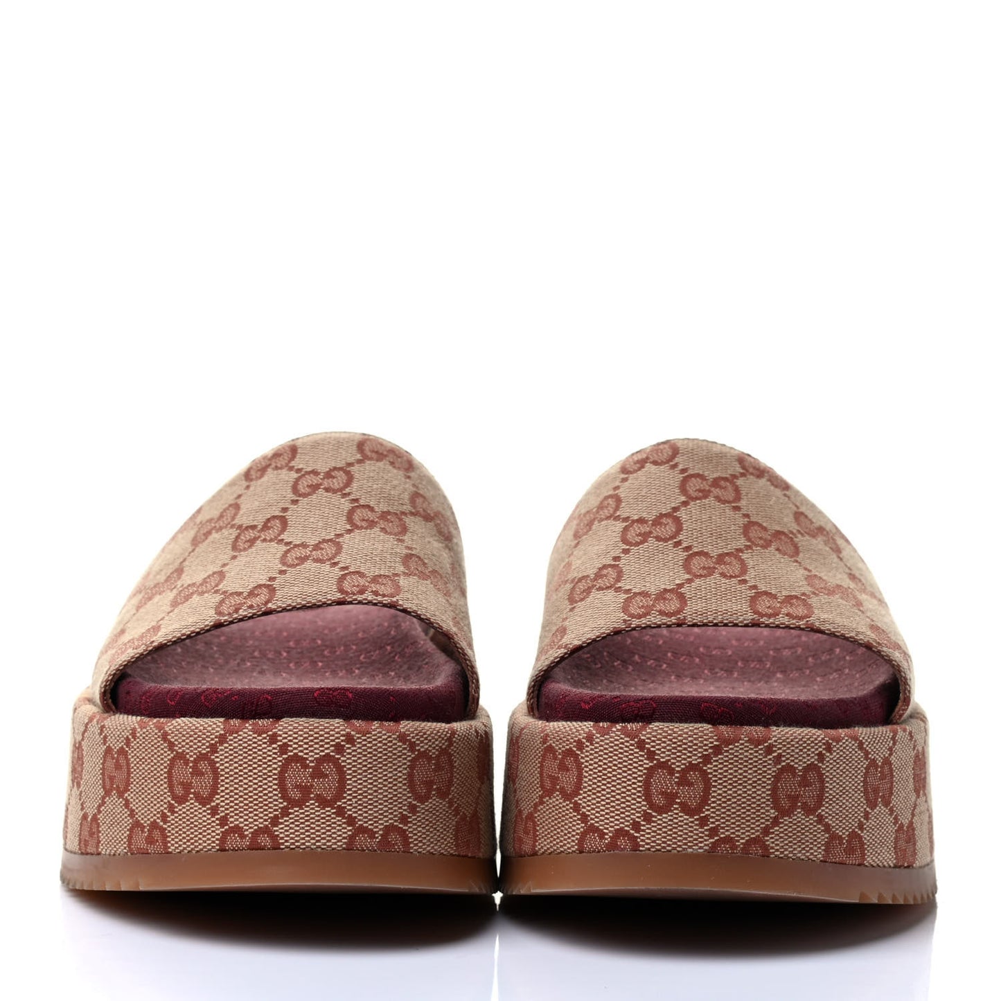 Canvas GG Monogram Angelina Platform Slide Sandals 37.5 Beige Ruggine