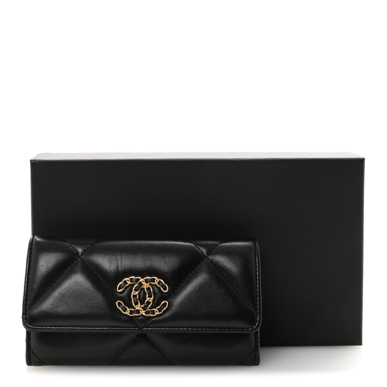 Chanel Lambskin Quilted Chanel 19 Flap Wallet Black 9 of 9