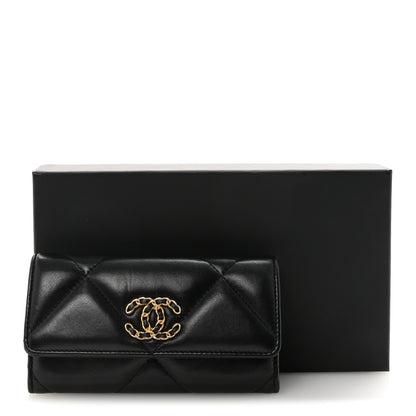 Chanel Lambskin Quilted Chanel 19 Flap Wallet Black 9 of 9