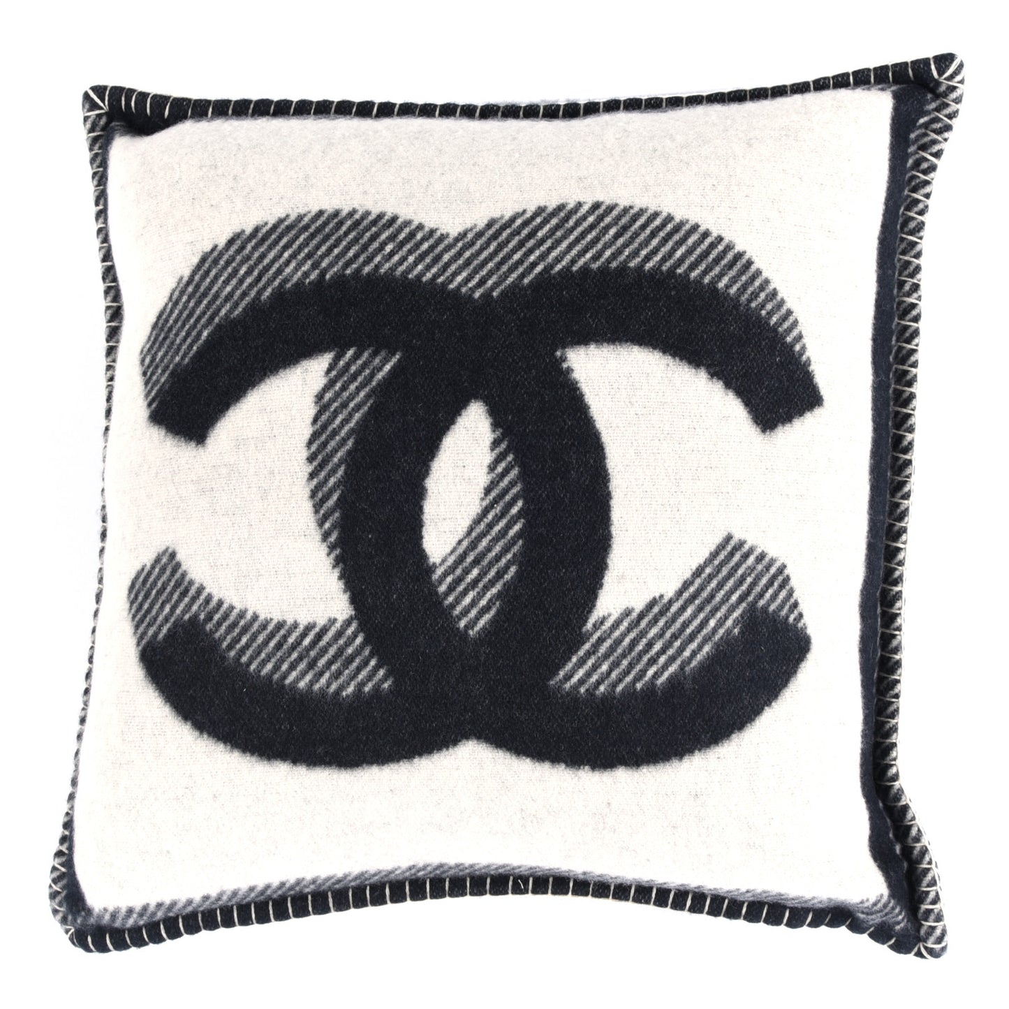 Merino Wool Cashmere CC Pillow Black White