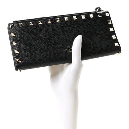 Valentino Garavani Pebbled Calfskin Rockstud Continental Wallet Black 2 of 9