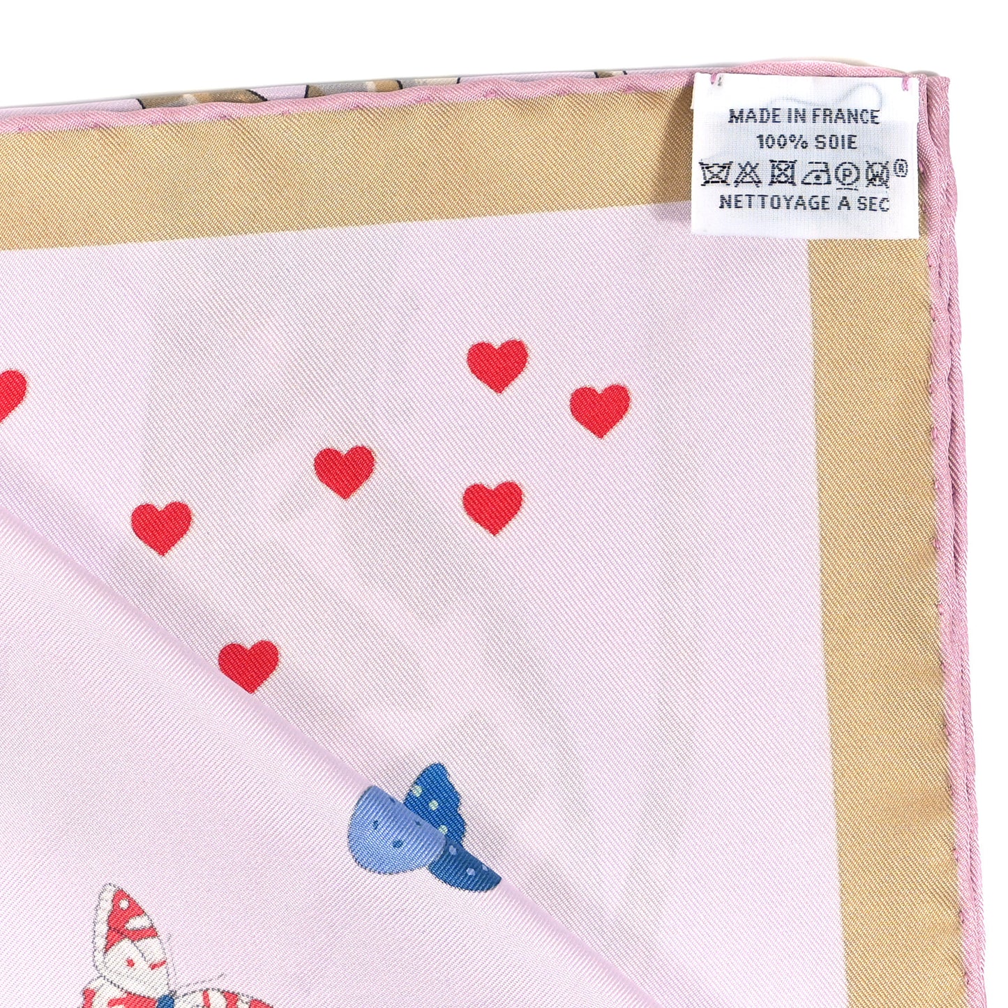 Silk Story Scarf 90 Rose Nacre Bleu Beige