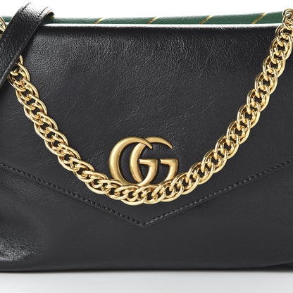 Gucci Calfskin Diagonal GG Medium Thiara Double Envelope Shoulder Bag Emerald Green Black 10 of 10