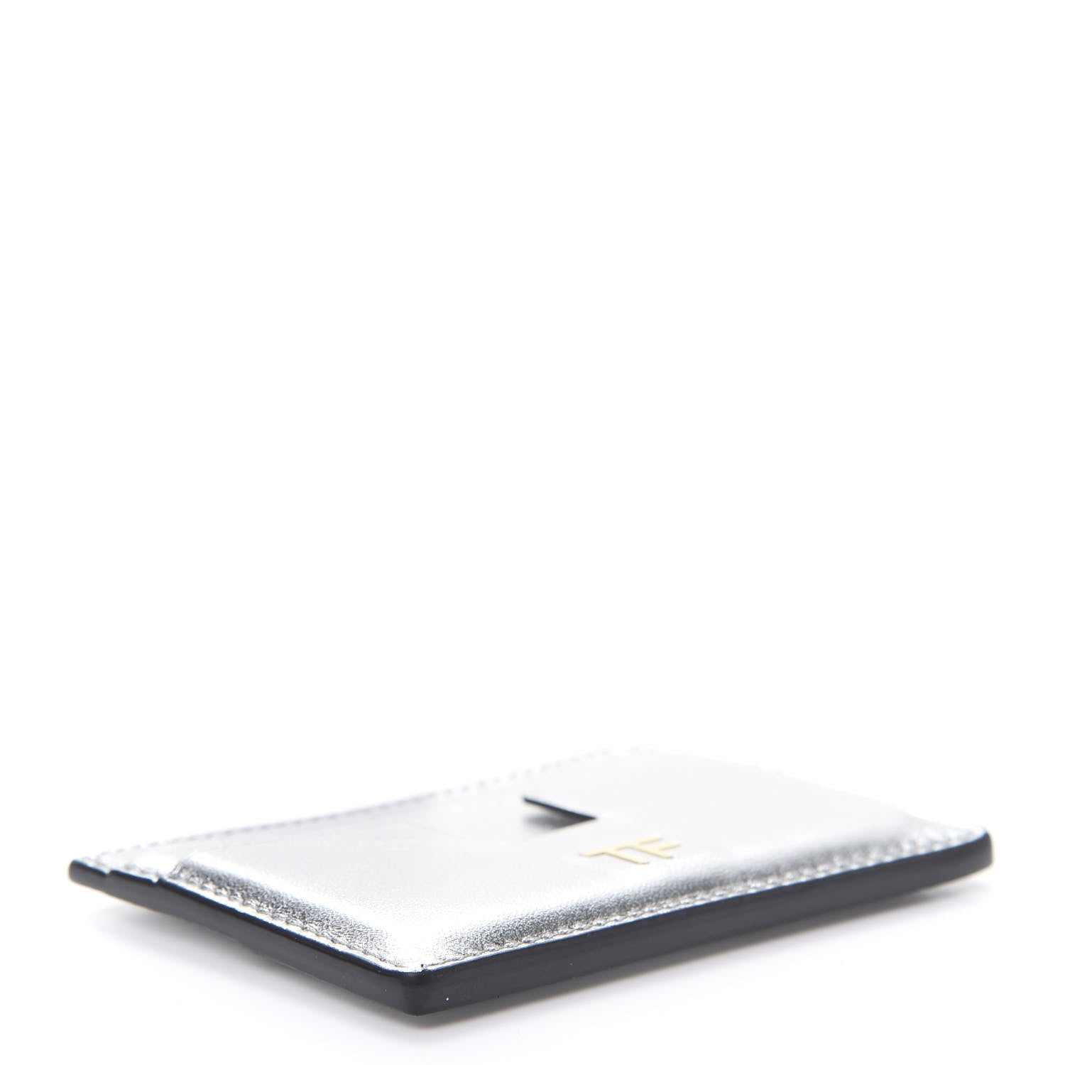 Tom Ford Metallic Calfskin Card Holder Silver 4 of 9