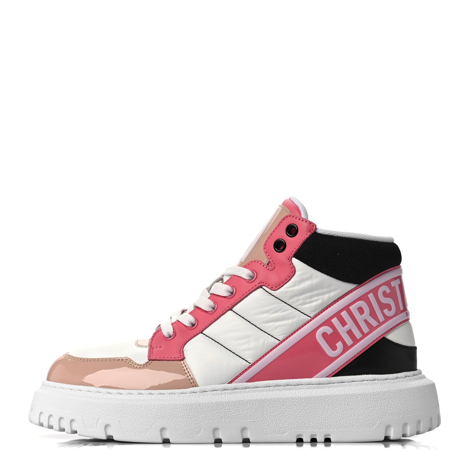 Christian Dior Nylon Calfskin Womens D-Player High Top Sneakers 38 Pink 1 of 7