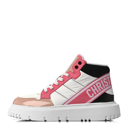 Christian Dior Nylon Calfskin Womens D-Player High Top Sneakers 38 Pink 1 of 7