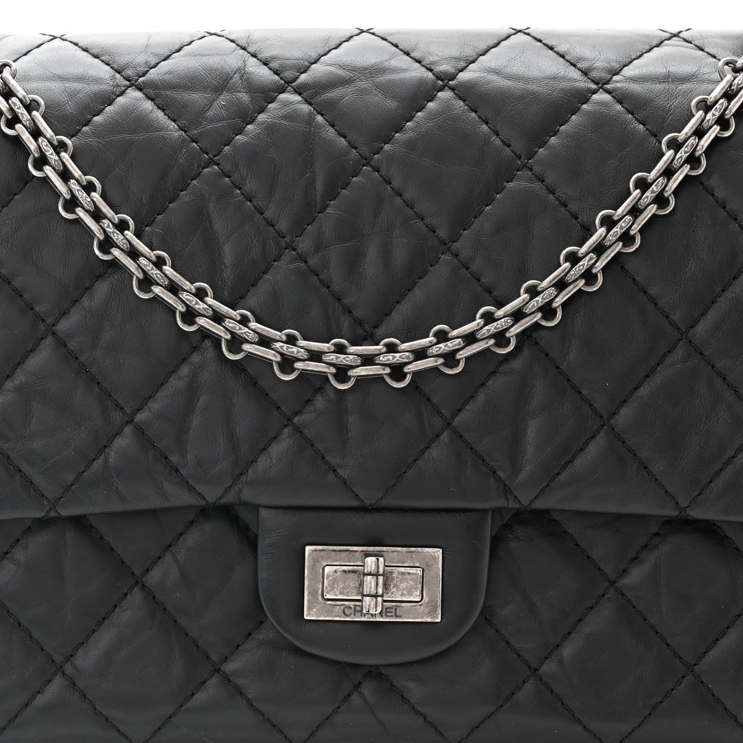 Aged Calfskin Quilted 2.55 Reissue 226 Flap Black