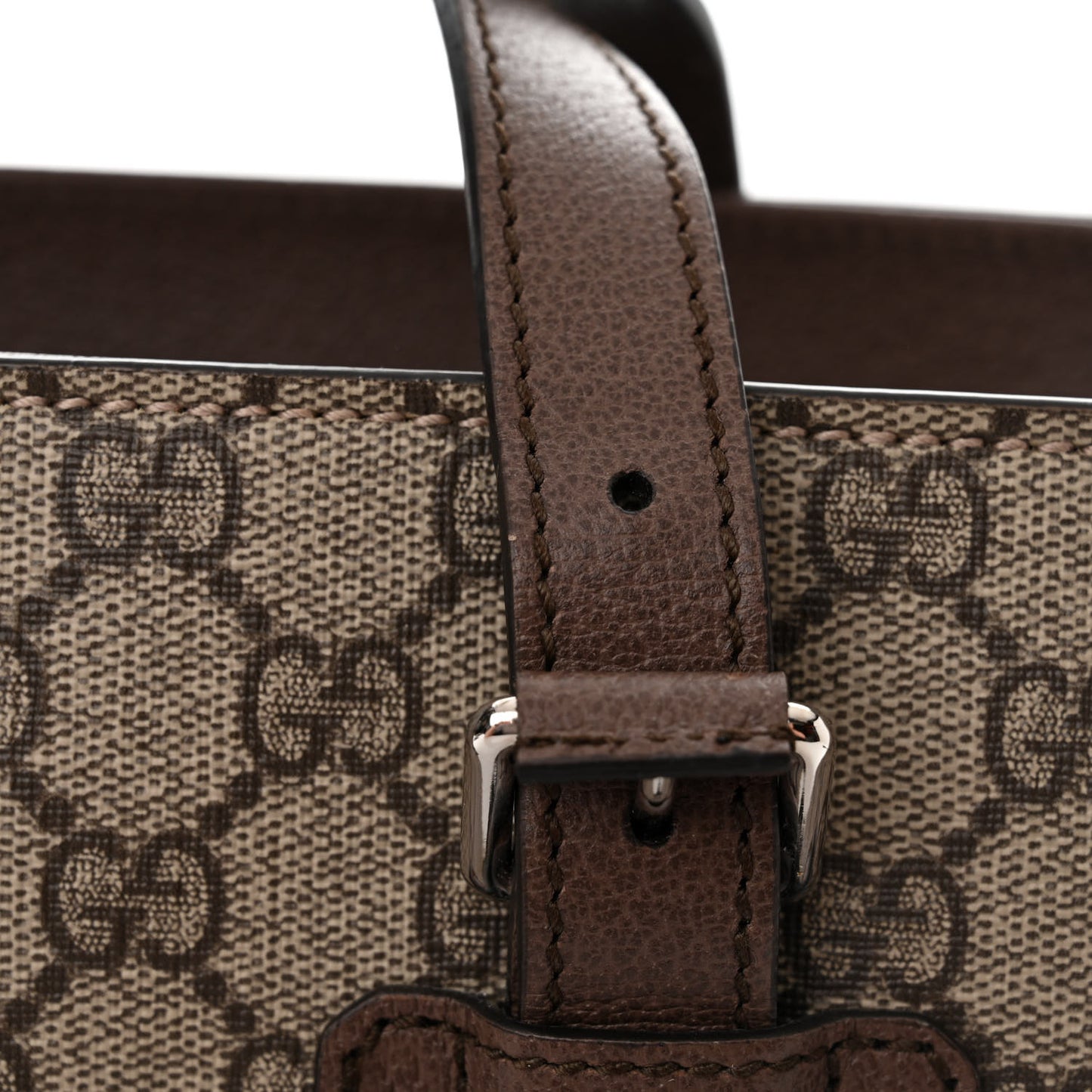 GG Supreme Monogram Textured Dollar Calfskin Small Detail Tote Beige Ebony New Acero