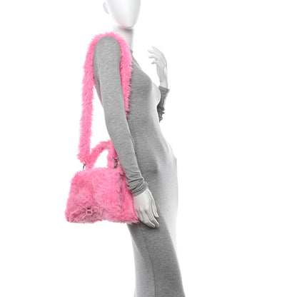 Balenciaga Faux Fur Medium Fluffy Hourglass Top Handle Bag Pink 2 of 13