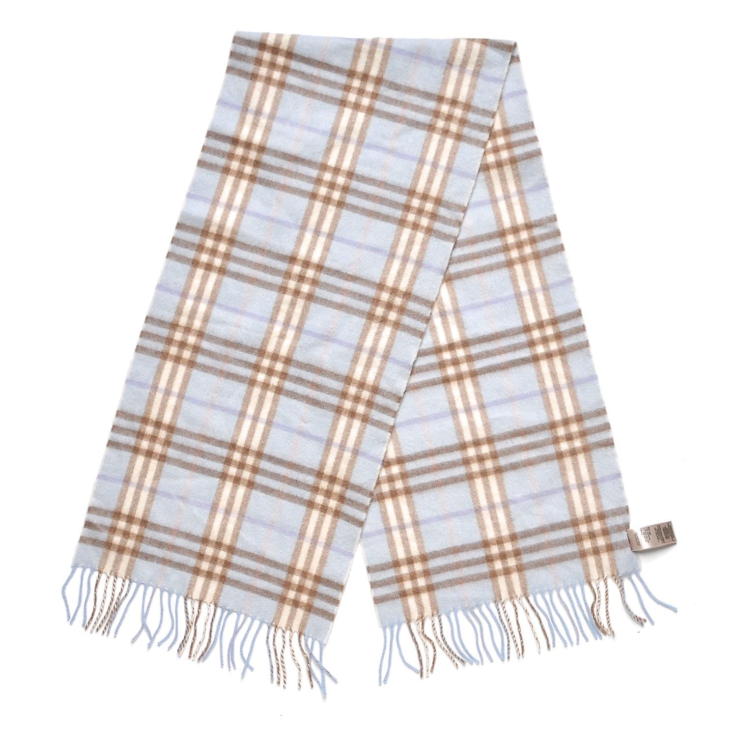 Burberry Cashmere House Check Fringe Scarf Blue 4 of 6