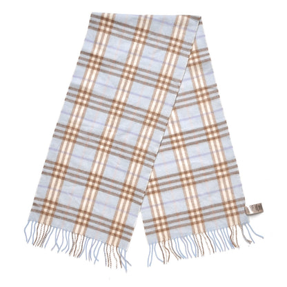 Burberry Cashmere House Check Fringe Scarf Blue 4 of 6