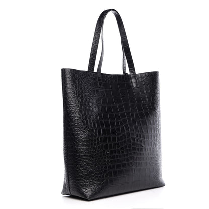 Saint Laurent Croc Calfskin Embossed Bold Shopper Tote Black 4 of 18