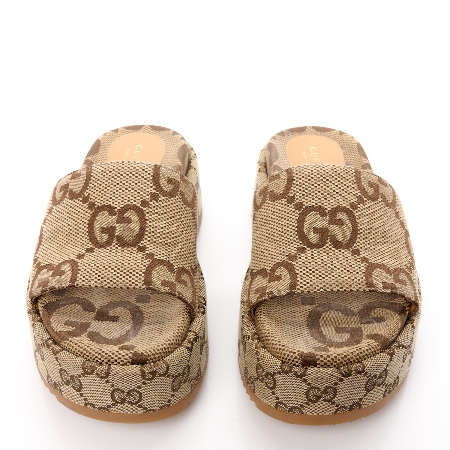 Gucci Monogram Maxi GG Angelina Platform 55mm Slide Sandals 36.5 Beige 2 of 9