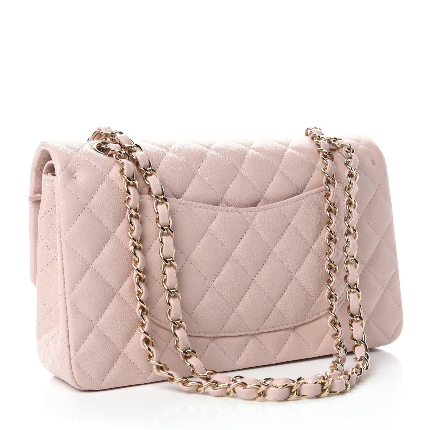 Caviar Quilted Medium Double Flap Light Pink
