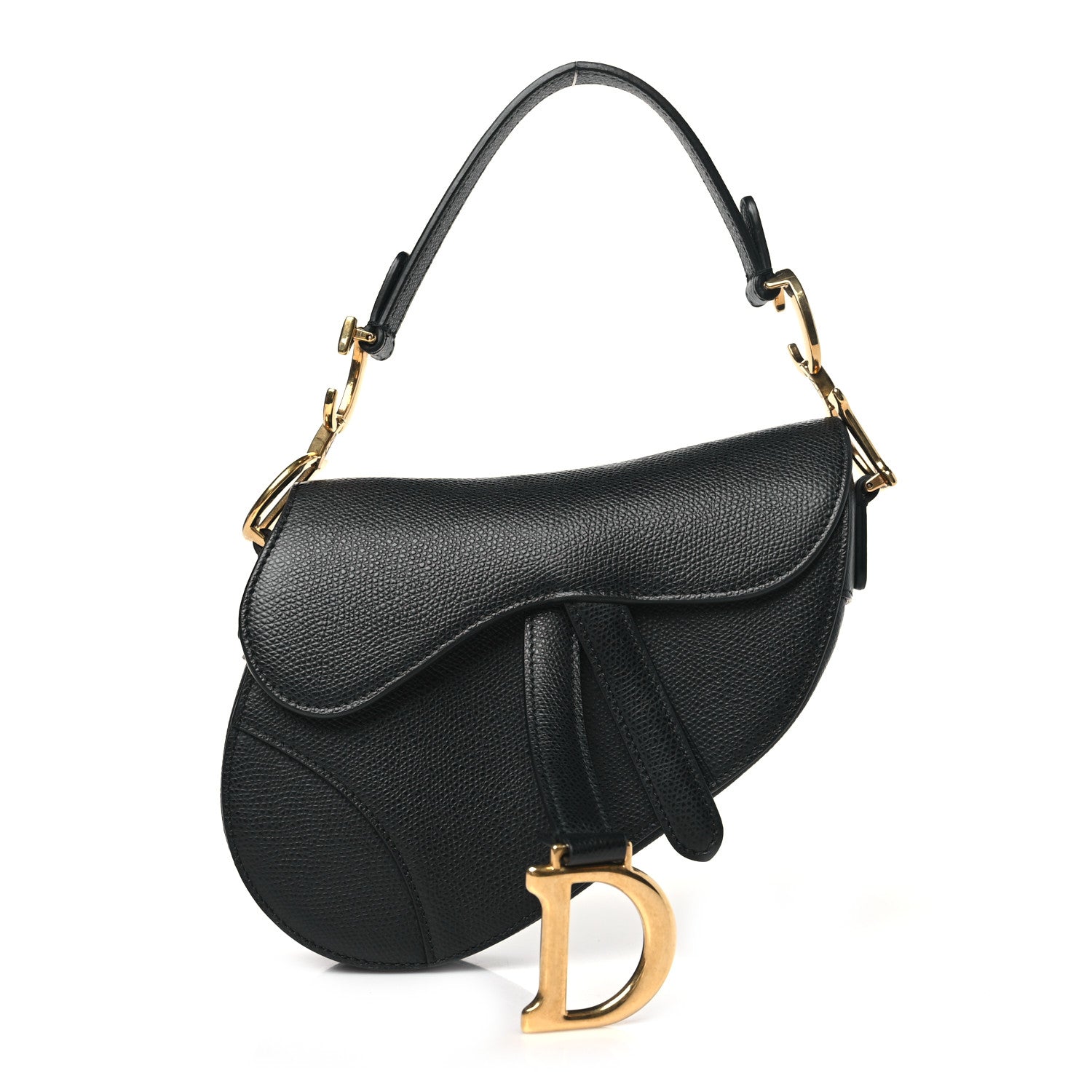 Christian Dior Grained Calfskin Mini Saddle Bag Black 1 of 10