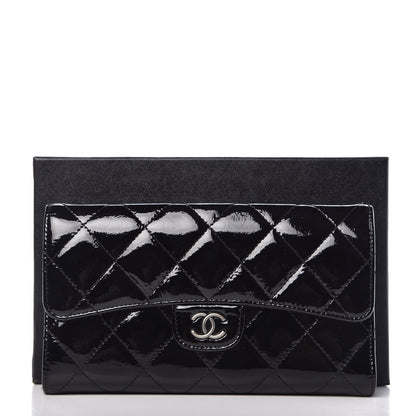Chanel Patent Quilted Large Flap Wallet Black 9 of 9