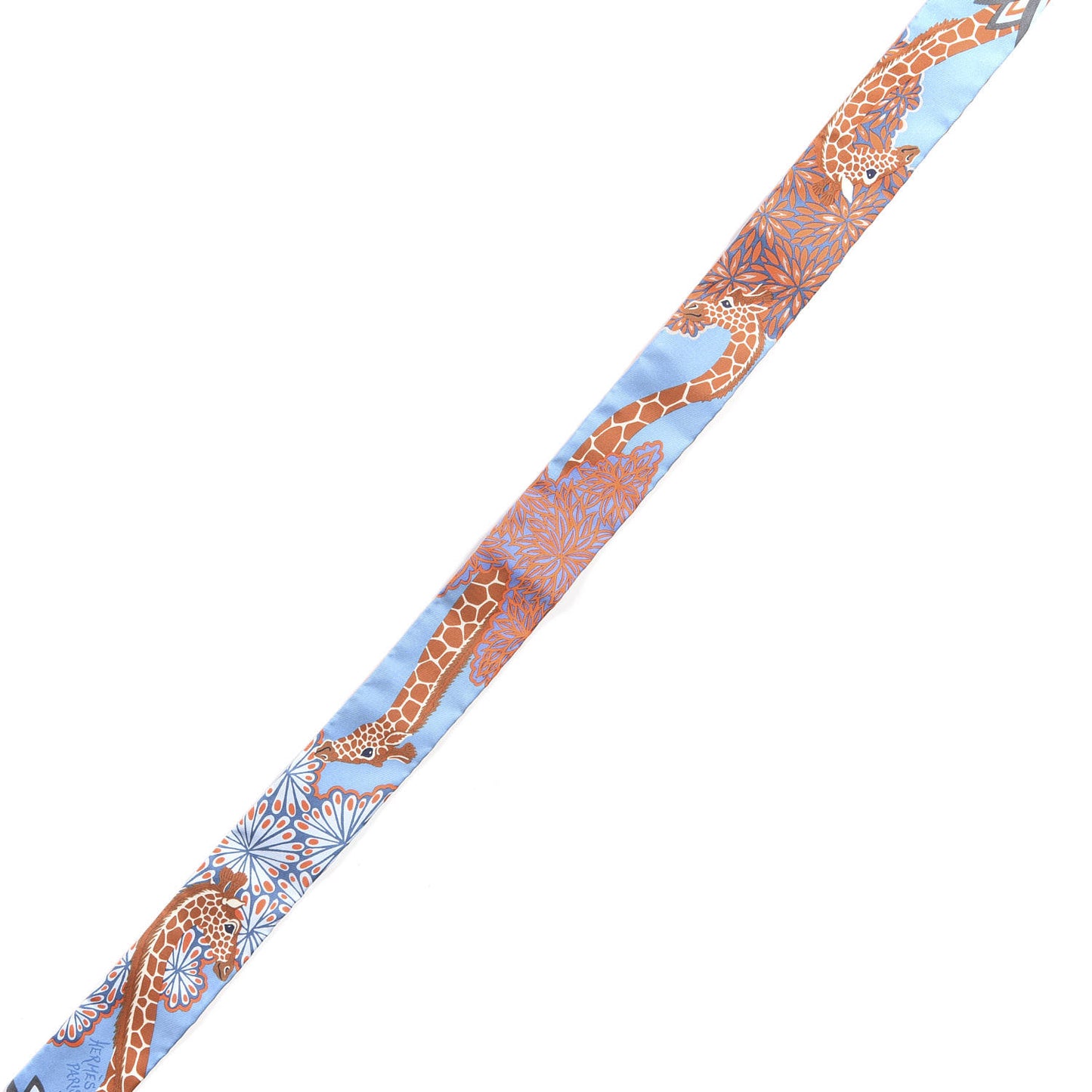 Silk The Three Graces Twilly Bleu Jean Orange Rouille