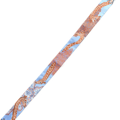 Hermes Silk The Three Graces Twilly Bleu Jean Orange Rouille 5 of 5