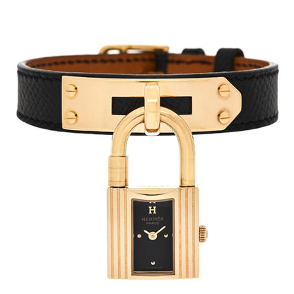 Hermes Stainless Steel Courchevel 20mm Kelly Cadena Quartz Watch Noir 1 of 6