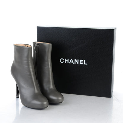 Chanel Lambskin Short Boots 38.5 Dark Grey 7 of 10