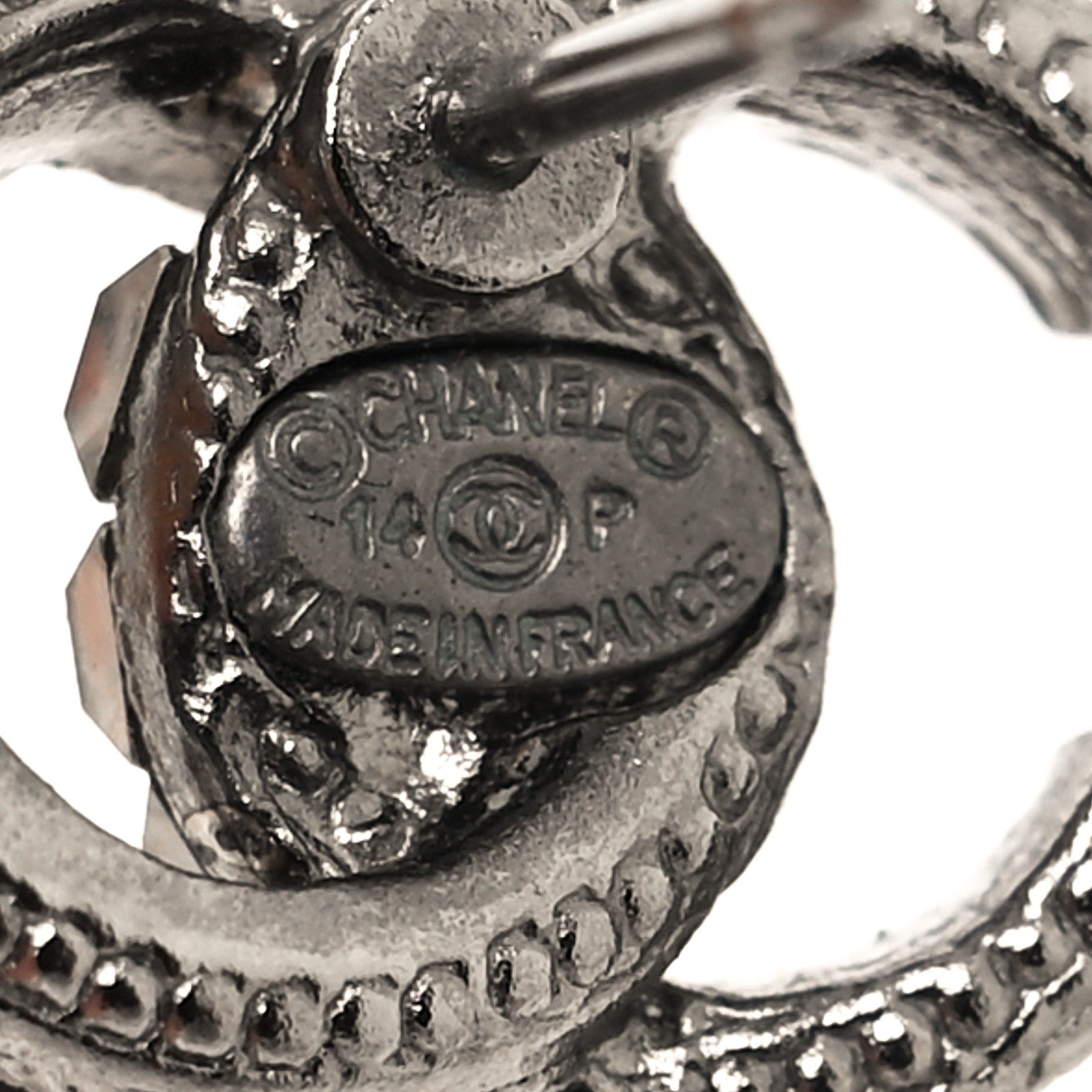 Chanel Baguette Crystal CC Earrings Silver Black 4 of 5