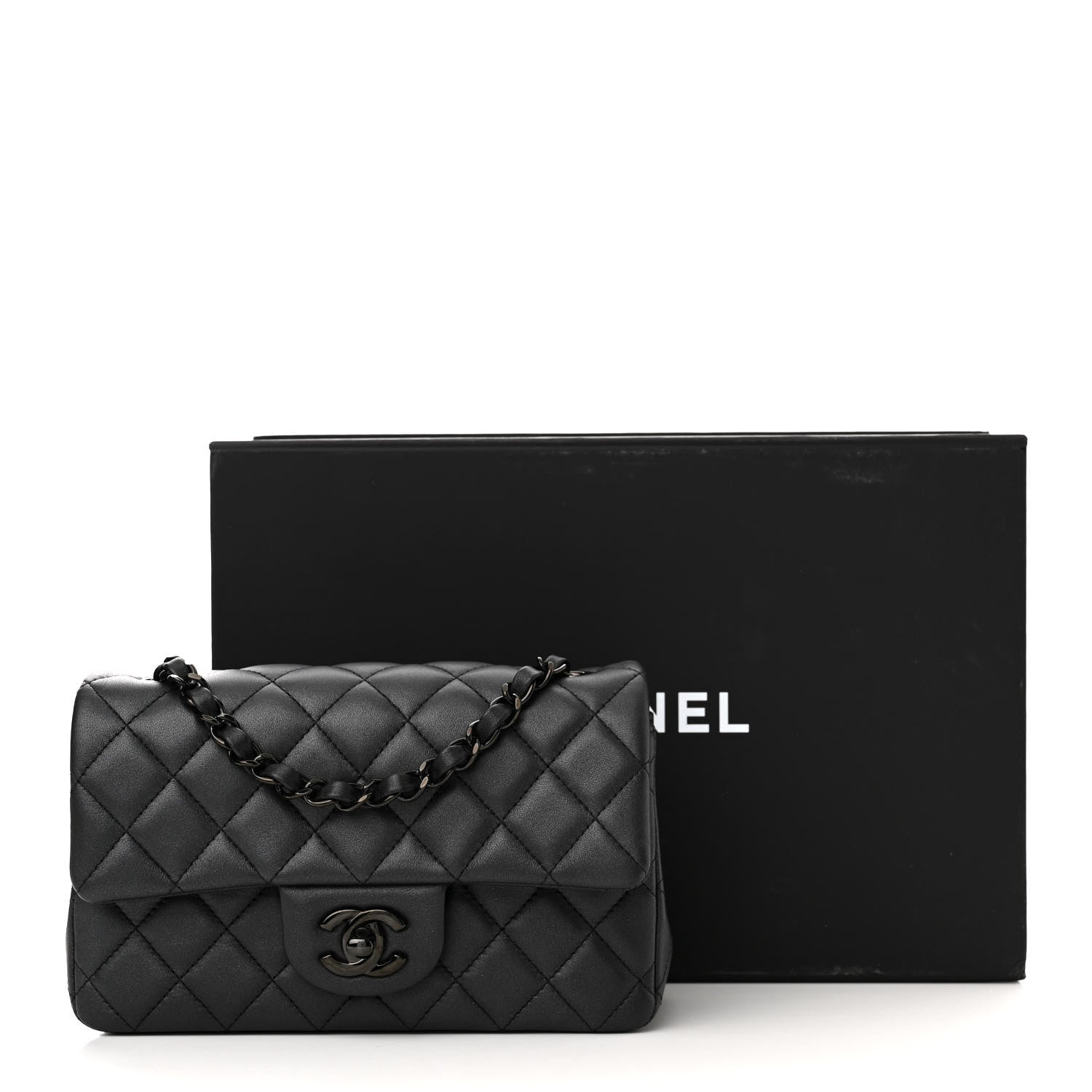 Chanel Lambskin Quilted Mini Rectangular Flap So Black 11 of 11