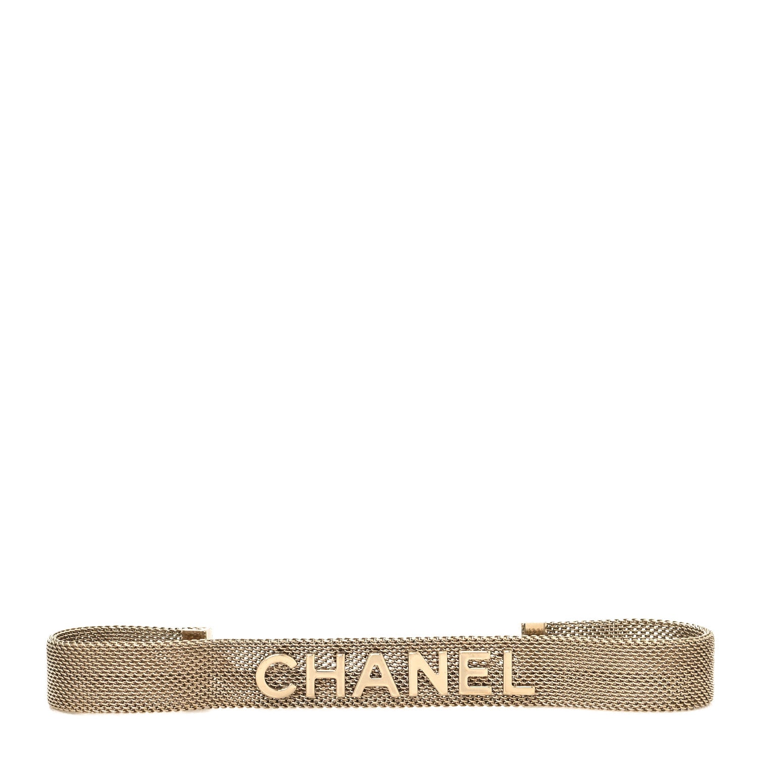 Chanel Mesh Ribbon Choker Necklace Gold 1 of 5