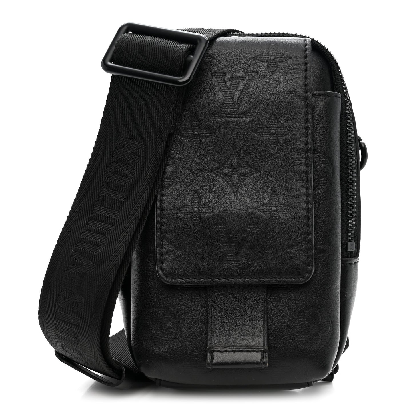Calfskin Monogram Shadow Double Phone Pouch NM Black