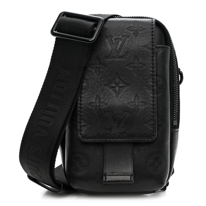 Louis Vuitton Calfskin Monogram Shadow Double Phone Pouch NM Black 1 of 8