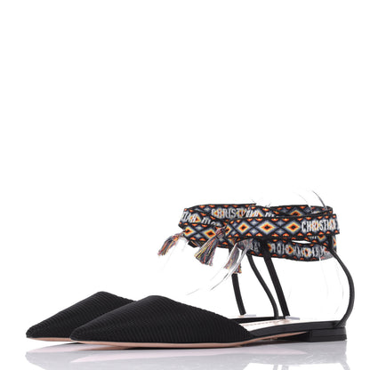 Christian Dior Fabric J'adior IT Flat 37.5 Black Blue 3 of 10