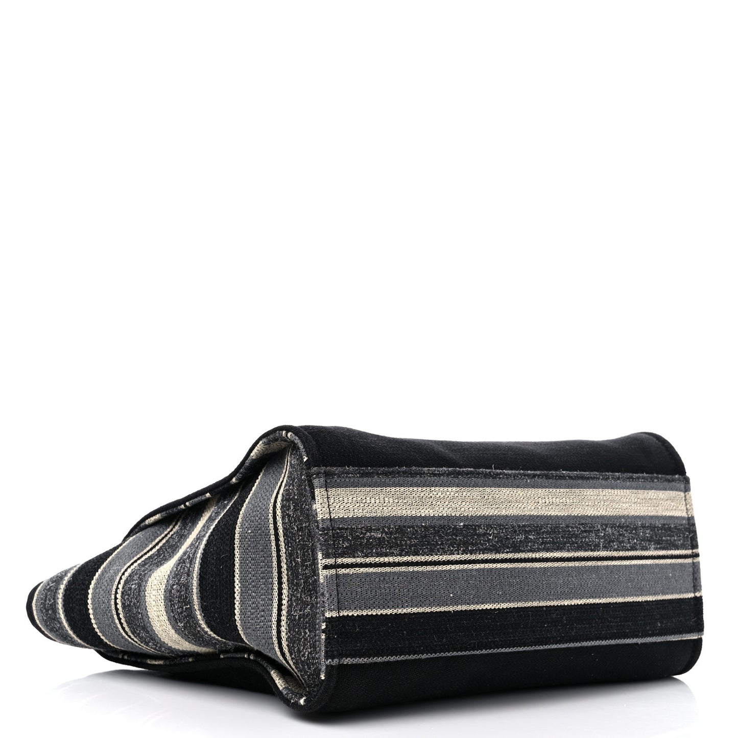 Striped Canvas Medium Deauville Tote Grey Black