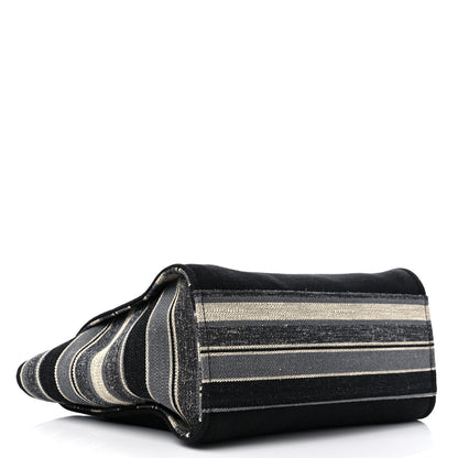 Chanel Striped Canvas Medium Deauville Tote Grey Black 4 of 14