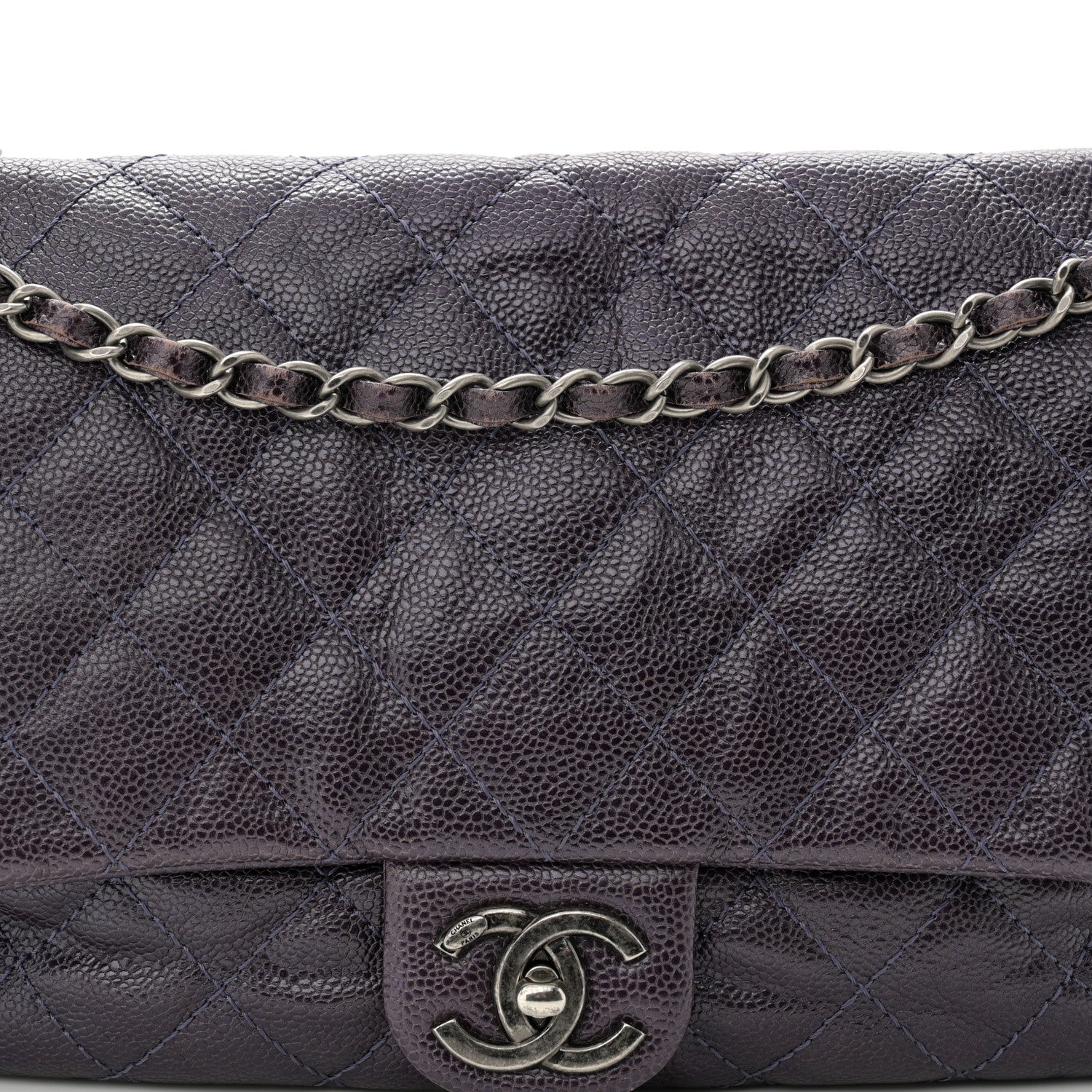 Chanel Iridescent Caviar Quilted Large Chic Flap Dark Purple 8 of 10