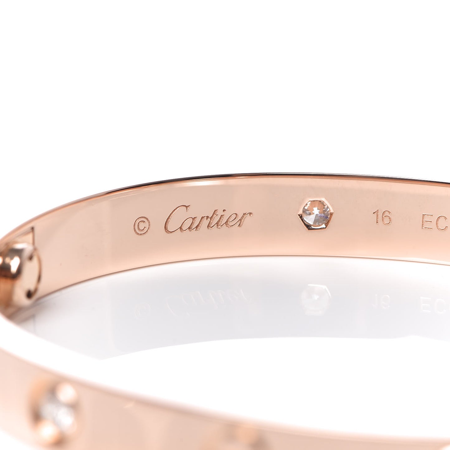 18K Pink Gold 4 Diamond LOVE Bracelet 16