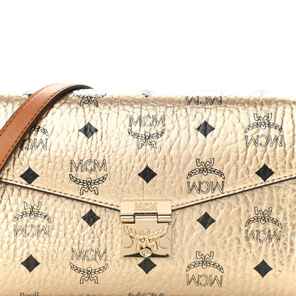 MCM Metallic Visetos Medium Millie Crossbody Bag Berlin Gold 7 of 9