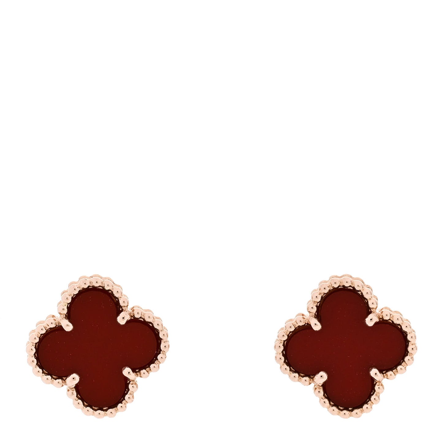 18K Rose Gold Carnelian Sweet Alhambra Earrings