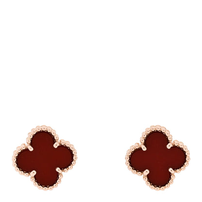 Van Cleef & Arpels 18K Rose Gold Carnelian Sweet Alhambra Earrings 1 of 4