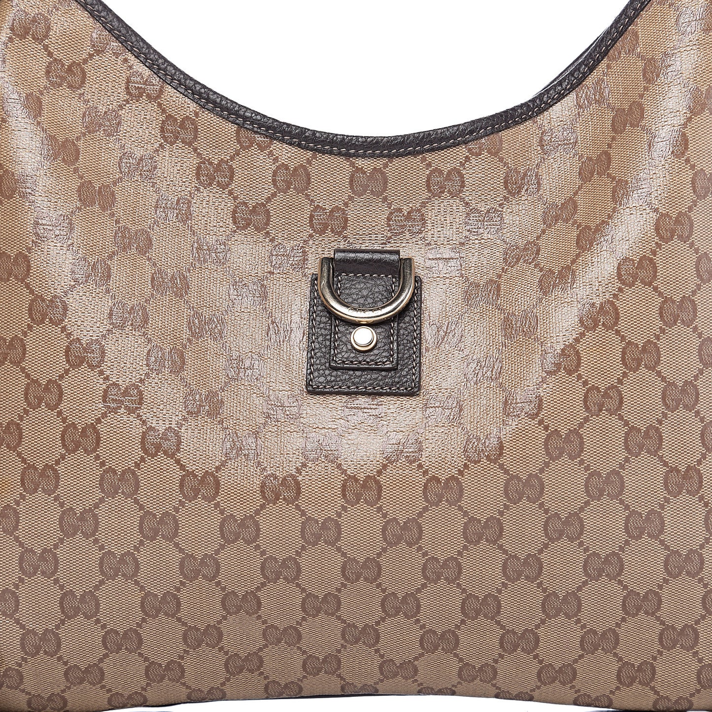 Crystal Monogram Large Abbey D Ring Hobo Dark Brown