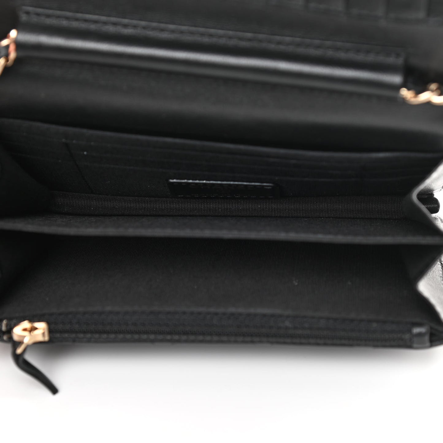 Lambskin Quilted Mini Camellia Bow Wallet On Chain WOC Black