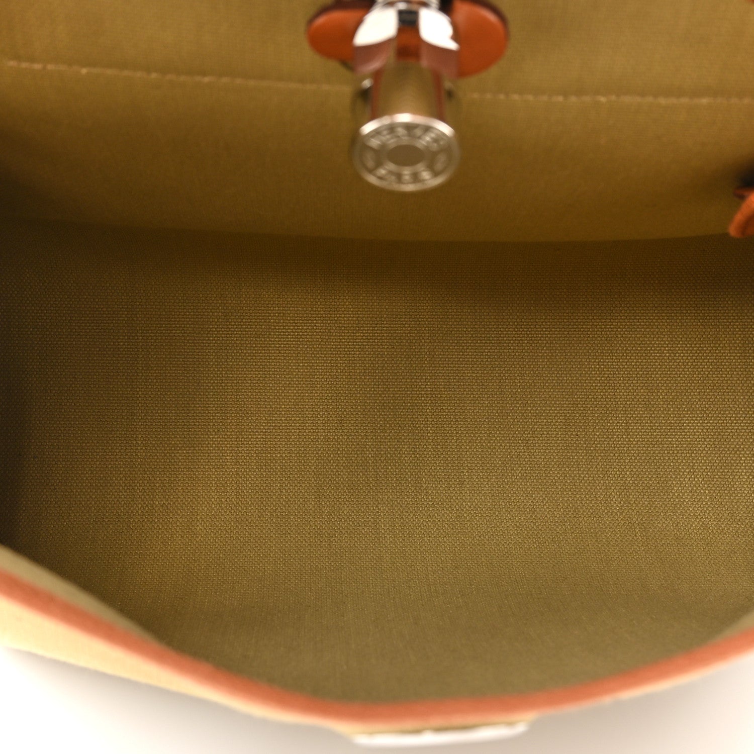 Hermes Military Toile Vache Hunter Herbag Zip Retourne 31 PM Poussiere Fauve 6 of 11