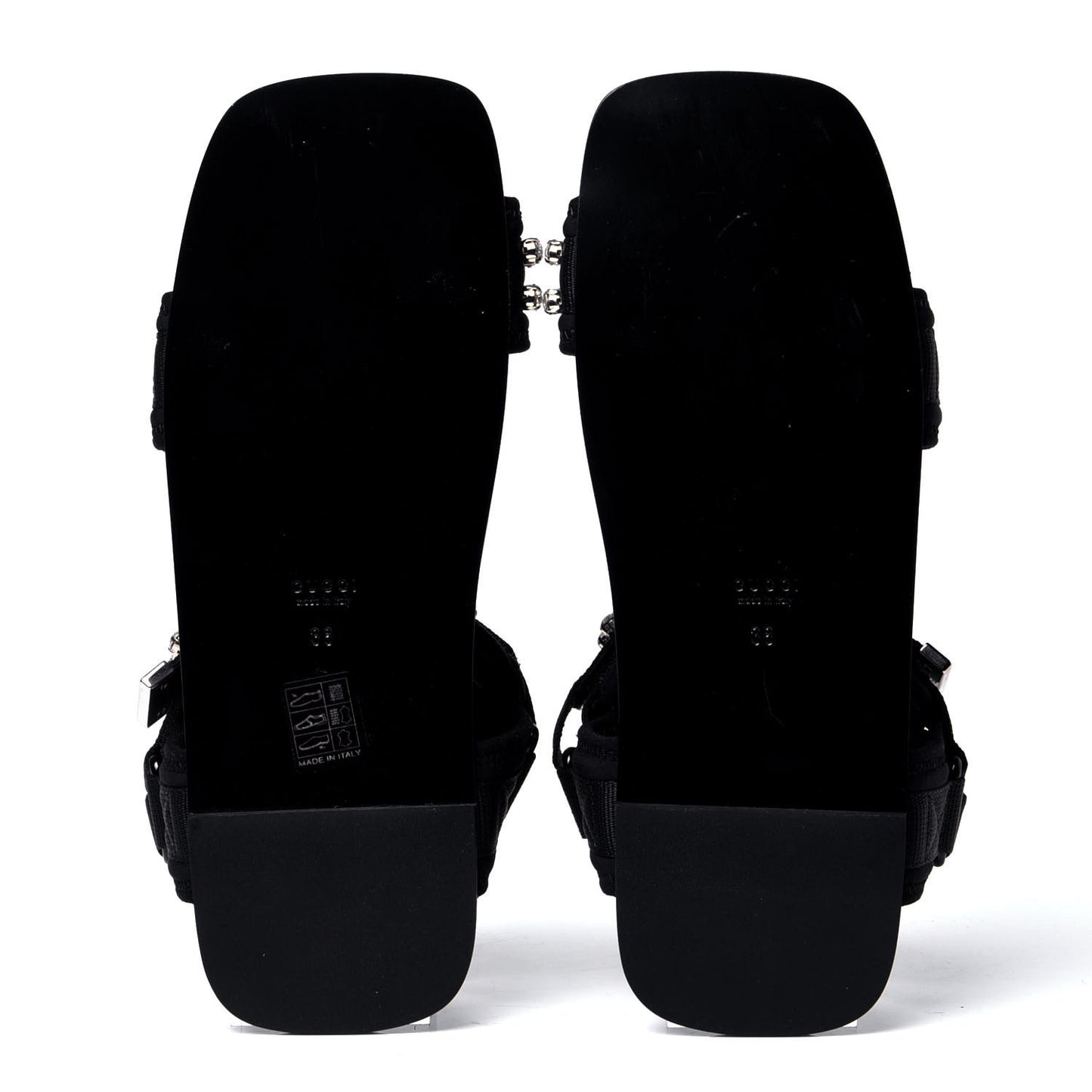 Neoprene Canvas Crystal Embellished Shea Flat Sandals 38 Black