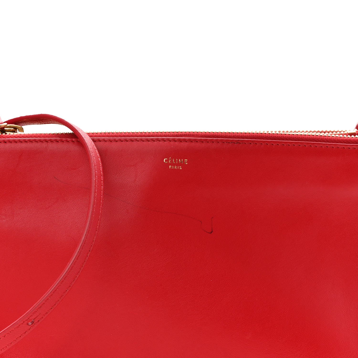 Celine Lambskin Small Trio Crossbody Bag Red 7 of 10